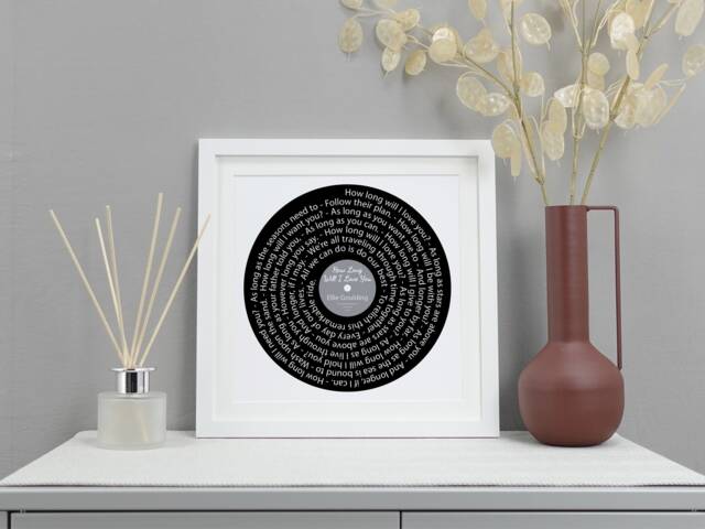How Long Will I Love You Song Lyrics Vinyl Record Print - Wedding, Anniversary, Or Birthday Gift Ellie Goulding Lyric Art Va009 - image 1