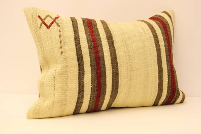 Kilim Pillow 16x24 Anatolian Kelim Cover Turkish Lumbar Home Design Cushion Art Deco Interior Design Boho 4Kaf-73 - image 1