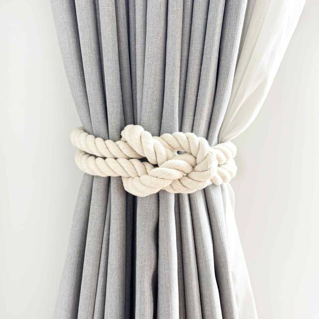 Cotton Reef Knot Curtain Tie Back, Coastal Bohemian Boho Chic Hamptons Decor - image 1