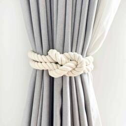 Cotton Reef Knot Curtain Tie Back, Coastal Bohemian Boho Chic Hamptons Decor