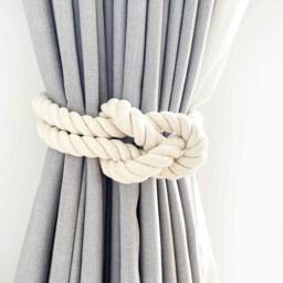 Cotton Reef Knot Curtain Tie Back, Coastal Bohemian Boho Chic Hamptons Decor - thumbnail 2