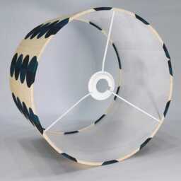 Retro Circles Blue Cream Fabric Handmade Drum Lampshade - thumbnail 3