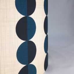 Retro Circles Blue Cream Fabric Handmade Drum Lampshade - thumbnail 4
