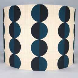 Retro Circles Blue Cream Fabric Handmade Drum Lampshade - thumbnail 2