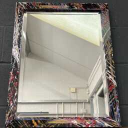 Handcrafted Black Paint Splatter Mirror With Bevelled Glass - Artisan Wood Frame - thumbnail 2