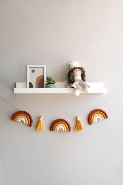 Felt Garland Rainbow, Rainbow Wall Hanging, Tassel Garland, Nursery Decor - image 1
