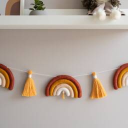 Felt Garland Rainbow, Rainbow Wall Hanging, Tassel Garland, Nursery Decor - thumbnail 3