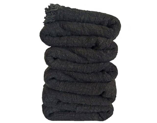 Handwoven Black Cotton Throw Blanket, Natural Dye, 94x47 - image 1