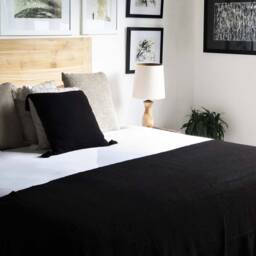 Handwoven Black Cotton Throw Blanket, Natural Dye, 94x47 - thumbnail 3