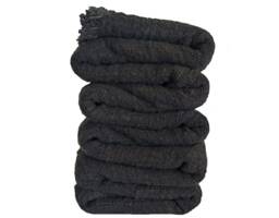 Handwoven Black Cotton Throw Blanket, Natural Dye, 94x47