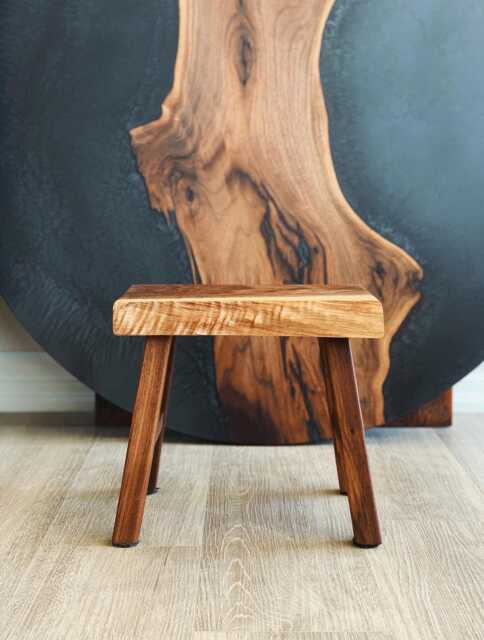 Live Edge Walnut Stool, Rustic Minimalist Wood Step Stool - image 1
