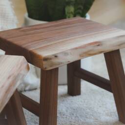Live Edge Walnut Stool, Rustic Minimalist Wood Step Stool - thumbnail 3