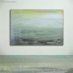 "Original Abstract Acrylic Painting Beach Landscape Diptych - 72"" X 24" - thumbnail 3