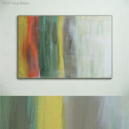 "Original Abstract Acrylic Painting Beach Landscape Diptych - 72"" X 24" - thumbnail 2
