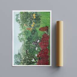 Henri Rousseau Tropical Monkeys Art Print - Wrapped Canvas, Rolled Photo - thumbnail 3