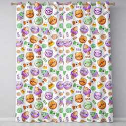 Halloween Donut Candy Eyeball Ice Cream Seamless Pattern Light Grey Background Readymade Eyelet Ring Top Thermal 100% Blackout Curtains - thumbnail 2