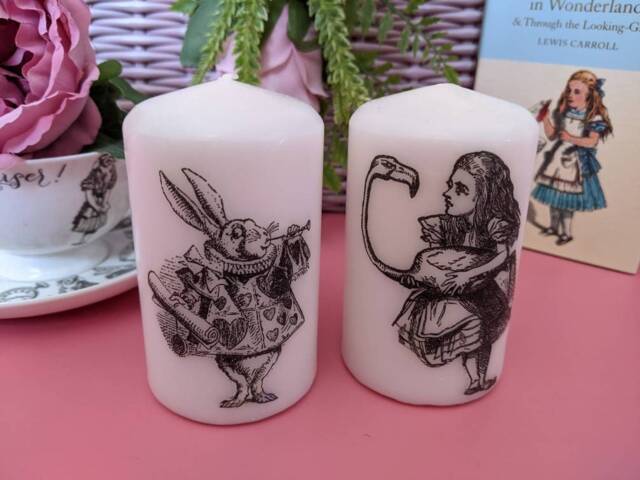 Alice in Wonderland Candle Set Unscented Pillar Candles - image 1