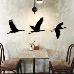 Flying Crane Birds Metal Wall Art, Boho Home Decor, Set Of 3 - thumbnail 2