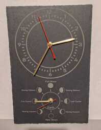 Laser Engraved Time & Moon Phase Indoor Slate Wall Clock 20cm X 30cm - thumbnail 1