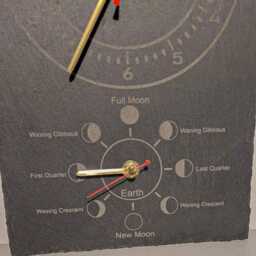 Laser Engraved Time & Moon Phase Indoor Slate Wall Clock 20cm X 30cm - thumbnail 3