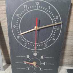 Laser Engraved Time & Moon Phase Indoor Slate Wall Clock 20cm X 30cm - thumbnail 4