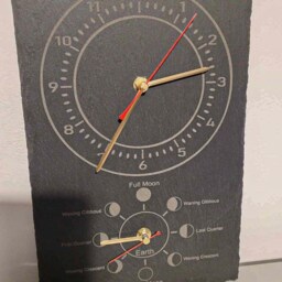 Laser Engraved Time & Moon Phase Indoor Slate Wall Clock 20cm X 30cm - thumbnail 2
