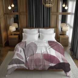 Pink Purple Botanical Leaves Comforter With Soft Mauve Foliage For Romantic Cottagecore Bedrooms #136