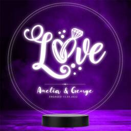 Love Engagement Rings Round Personalised Gift Colour Changing Night Light - thumbnail 1