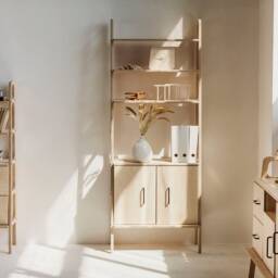 Mid Century Modern Plywood Bookcase With Drawers Modular Wall Unit - thumbnail 3