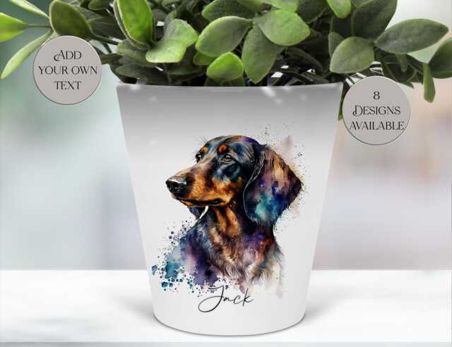 Personalised Dachshund Plant Pot - Dog Pen Storage/Makeup Brushes Holder Memorial Keepsake - image 1
