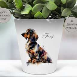 Personalised Dachshund Plant Pot - Dog Pen Storage/Makeup Brushes Holder Memorial Keepsake - thumbnail 2