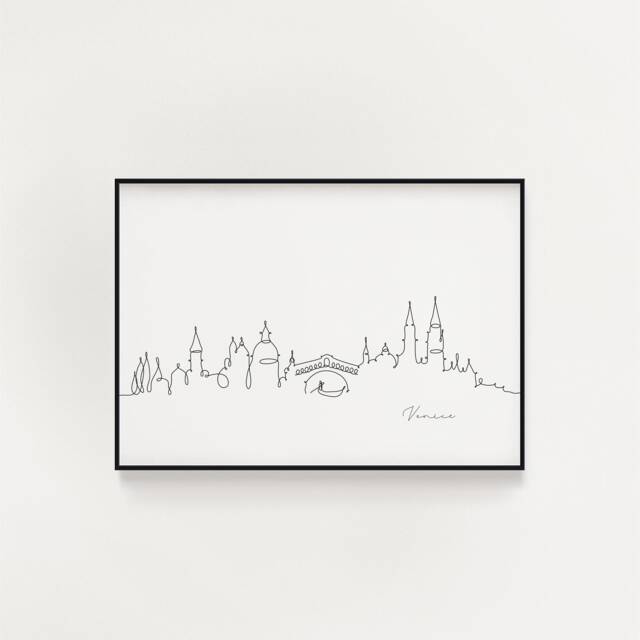 Venice Skyline Print, Line Art, Poster, Minimalist Wall City Skyscraper Fine Art Nordic Home Decor, Landmark - image 1