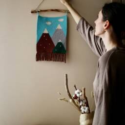 Crochet Mountains Wall Hanging - Handmade Home Decor Tapestry Wall Decor - thumbnail 3