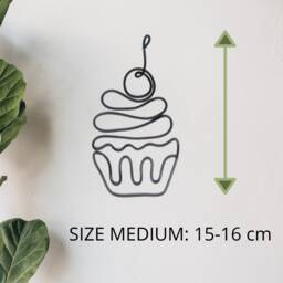 Cup Cake Sign Wire Wall Art Kitchen Decor Art, Metal Home Gift, Food Display Dining Room Hangings - thumbnail 3