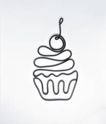 Cup Cake Sign Wire Wall Art Kitchen Decor Art, Metal Home Gift, Food Display Dining Room Hangings - thumbnail 1