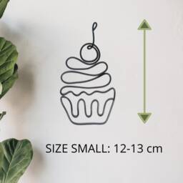 Cup Cake Sign Wire Wall Art Kitchen Decor Art, Metal Home Gift, Food Display Dining Room Hangings - thumbnail 2