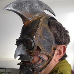 Metallic Silver Steampunk Mask Burning Man Costume, Masquerade Mask - thumbnail 2