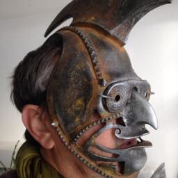 Metallic Silver Steampunk Mask Burning Man Costume, Masquerade Mask - thumbnail 3