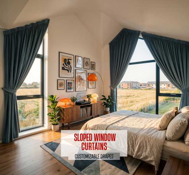 Sloped Window Curtains, Curtains For Apex Windows, Gable Windows, Angled Window Ceilings Type 3 - image 1