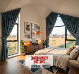 Sloped Window Curtains, Curtains For Apex Windows, Gable Windows, Angled Window Ceilings Type 3