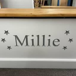 Handmade, Personalised Solid Wood Toy Box, 3 Star Design With Soft Closing Lid - thumbnail 3