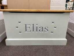 Handmade, Personalised Solid Wood Toy Box, 3 Star Design With Soft Closing Lid - thumbnail 1
