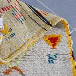 Colorful Moroccan Rug - 6.8x3.8 Ft - Handmade Berber Wool Carpet Diamond Tribal Area - thumbnail 3