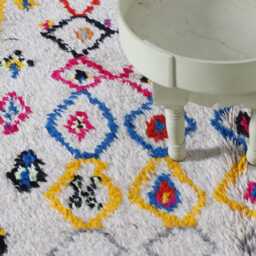 Colorful Moroccan Rug - 6.8x3.8 Ft - Handmade Berber Wool Carpet Diamond Tribal Area - thumbnail 4
