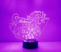Personalized Unicorn Night Light, Custom Engraved, 16 Color Led
