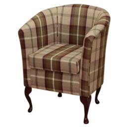 Handmade Luxury Tartan Tub Barrel Chair in Balmoral Mulberry Fabric - thumbnail 1