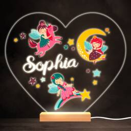 Cute Fairies Unicorn Colourful Heart Personalised Gift Led Lamp Night Light - Bedroom - thumbnail 1