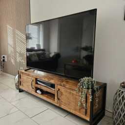 Industrial Rustic Tv Media Unit - UK Made Steel Wood Entertainment Console Handmade Cabinet - thumbnail 3