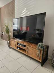 Industrial Rustic Tv Media Unit - UK Made Steel Wood Entertainment Console Handmade Cabinet - thumbnail 1