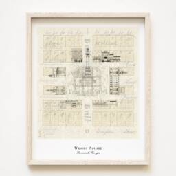 Wright Square Savannah Map No. 4 - Art Print Historic City Architecture Savannah Wedding Graduation Realtor Anniversary Gift Georgia - thumbnail 1